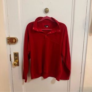 Vintage Patagonia fleece quarter snap henley with small hole on the side